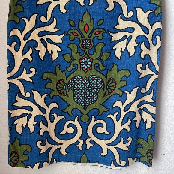 Vintage 60s Stacy Ames dress in paisley batik motif print of green blue & cream - Picture 5 of 8